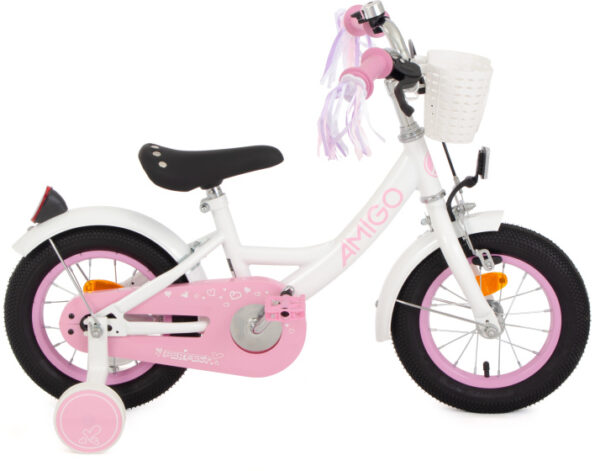amigo perfect 12 inch 21 cm meisjes terugtraprem wit roze 1033855 20250310122801